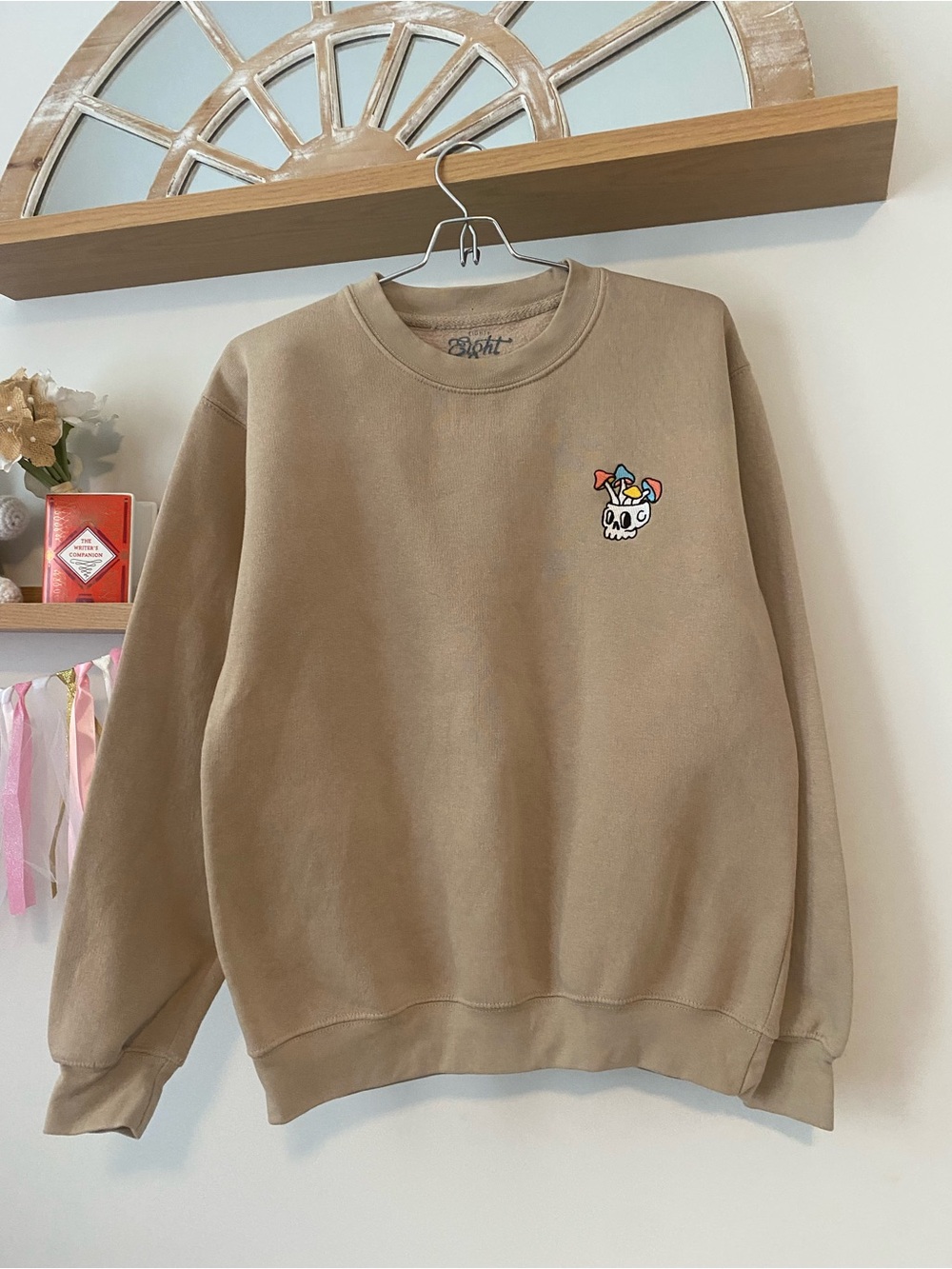 Eighty Eight Tan Crewneck with Colorful Skull Patch